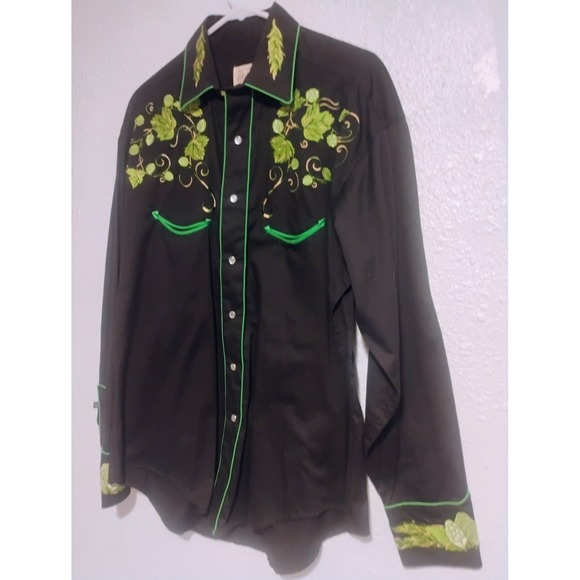 Vintage Rockmount Western Shirt Great Divide Brewing Hops Ranch Wear Medium HTF - Picture 2 of 9